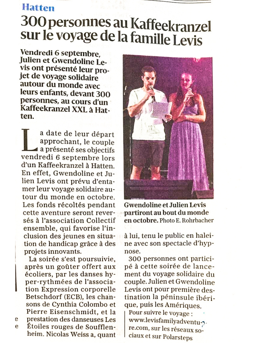 Coupure de presse : 300 personnes au Kaffeekranzel sur le voyage de la famille Levis