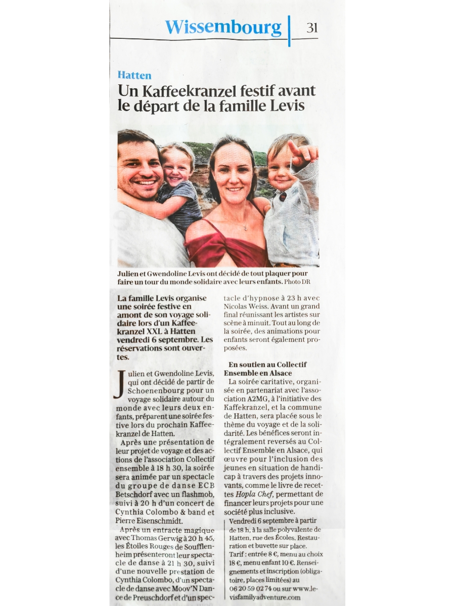 Coupure de presse : Un Kaffeekranzel festif avant le départ de la famille Levis