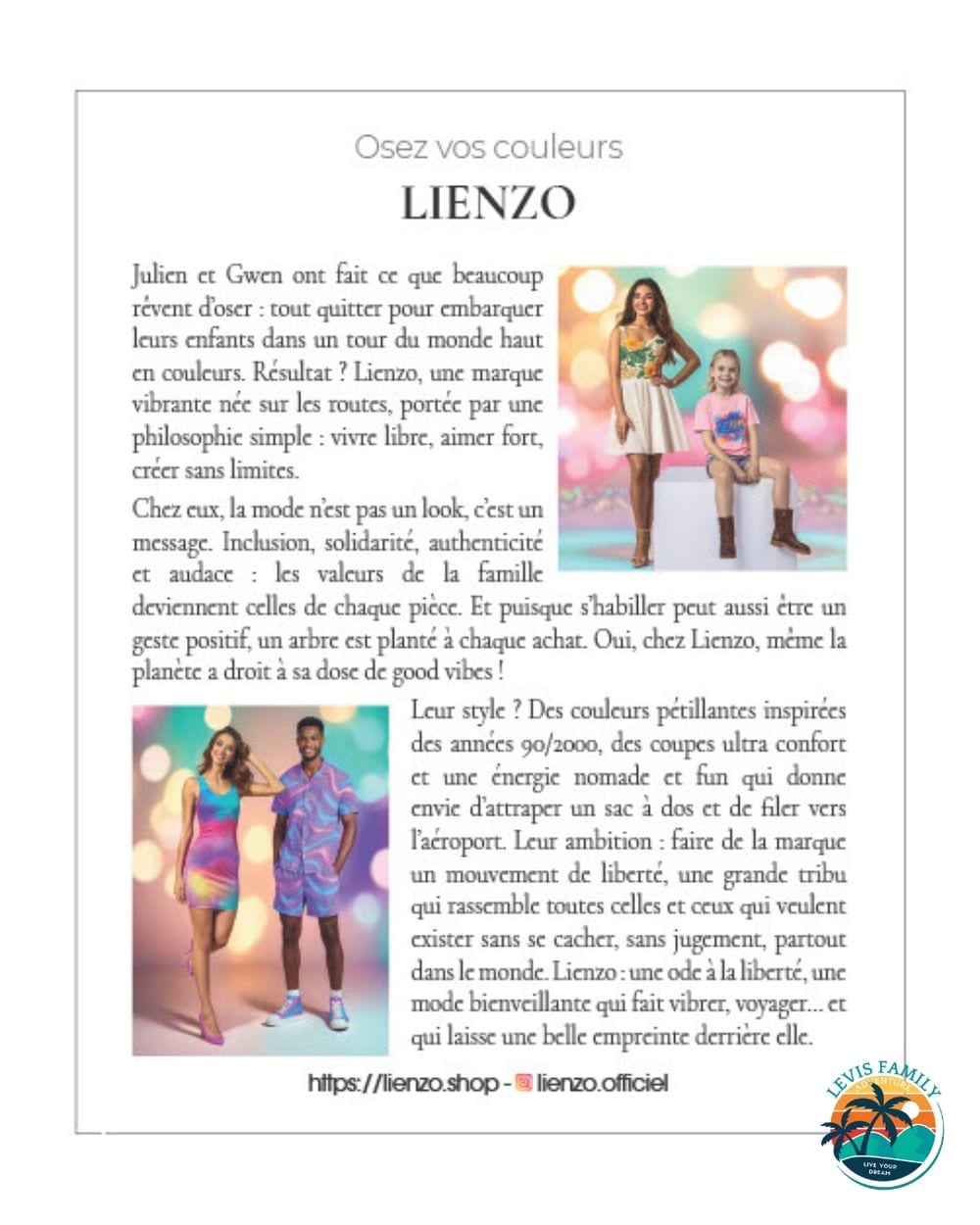 Coupure de presse : LIENZO : osez vos couleurs
