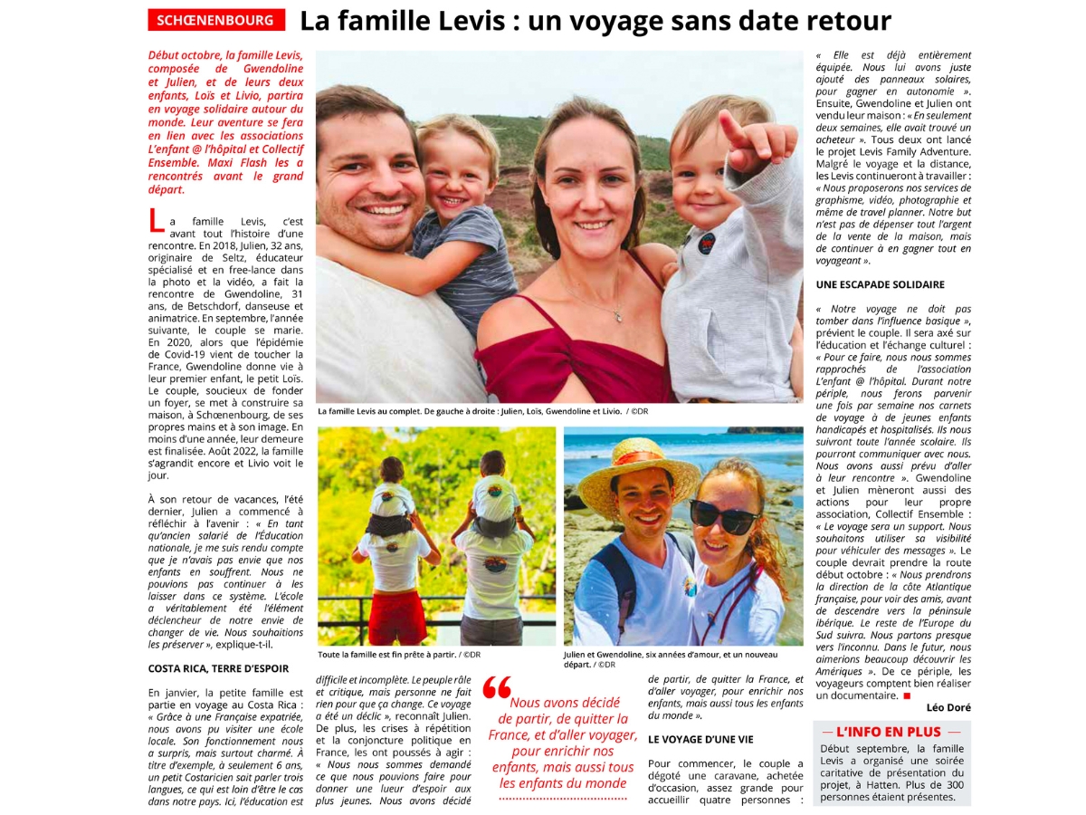 Coupure de presse : La famille Levis : un voyage sans date retour