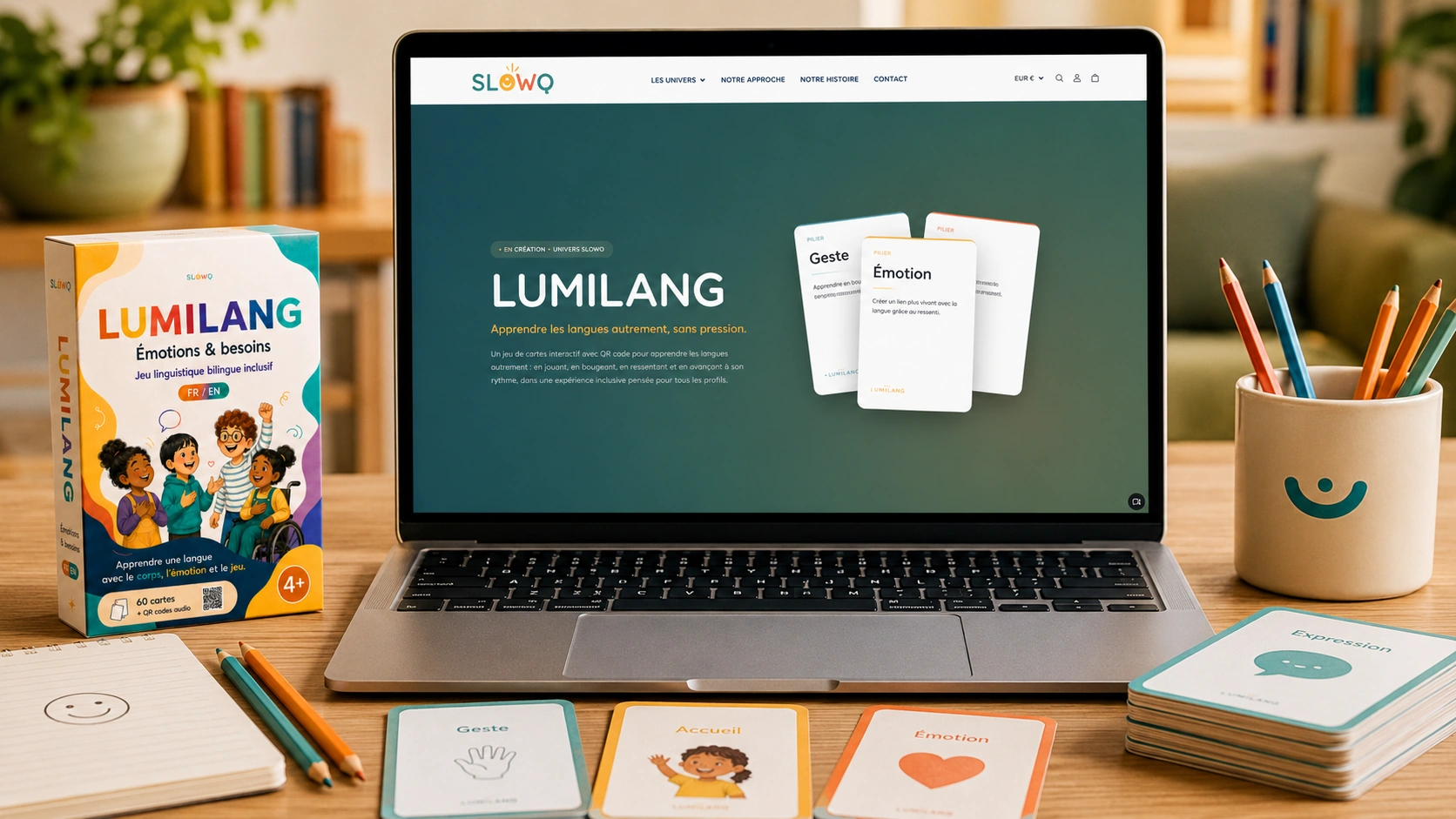 Exemple visuel de site web pour la marque éducative LUMILANG