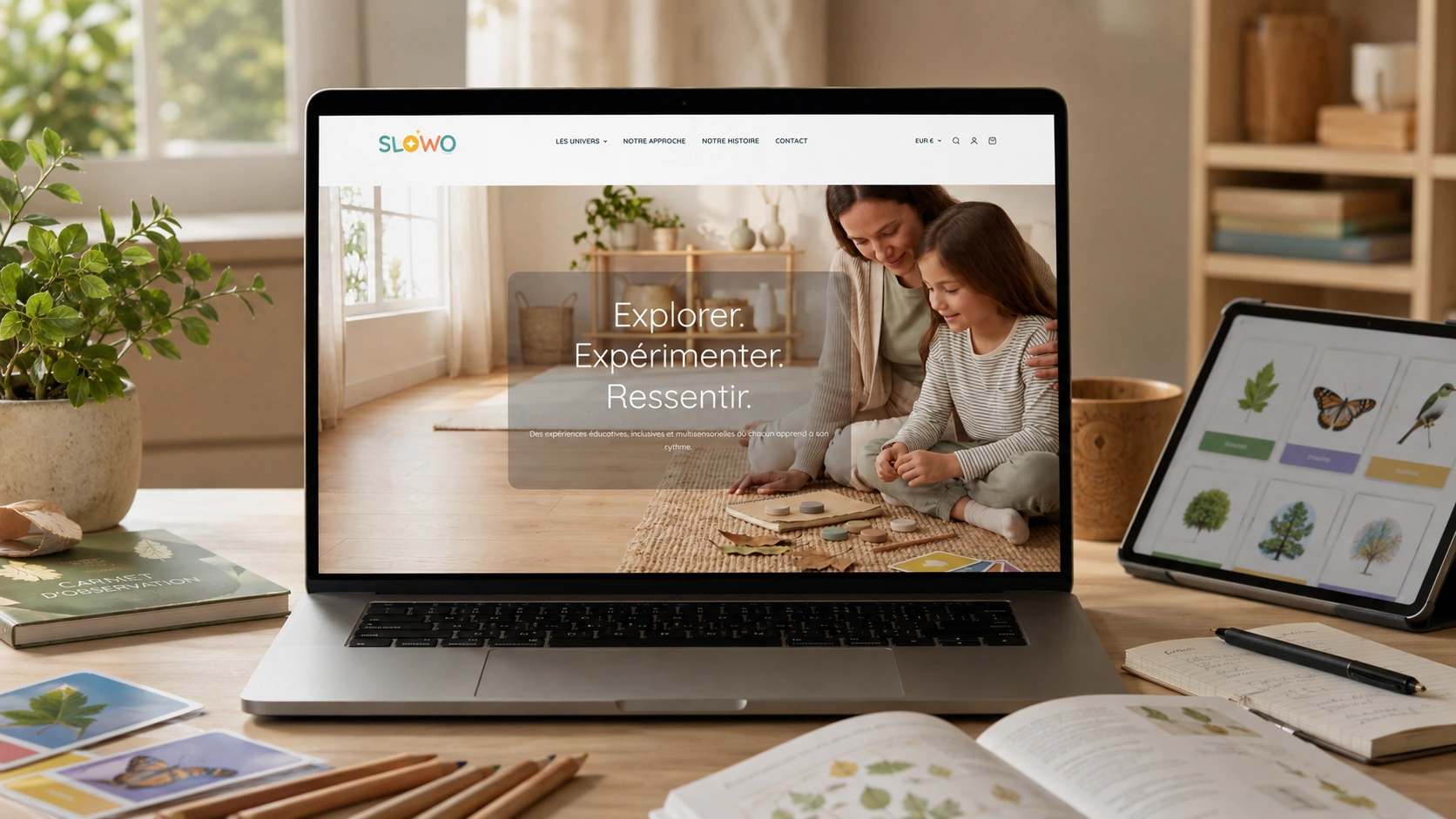 Exemple visuel de site web éducatif pour SLOWO