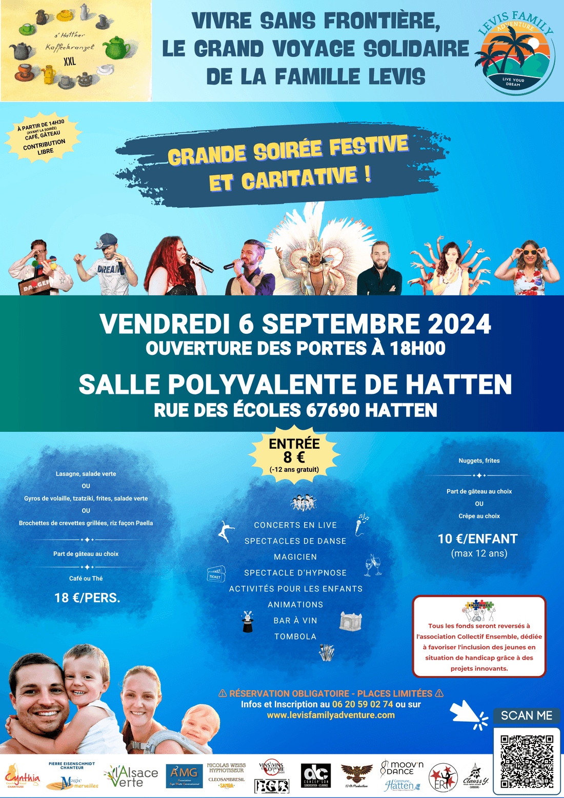 Affiche de la soirée festive et caritative organisée à Hatten le 6 septembre 2024 au profit de Collectif Ensemble